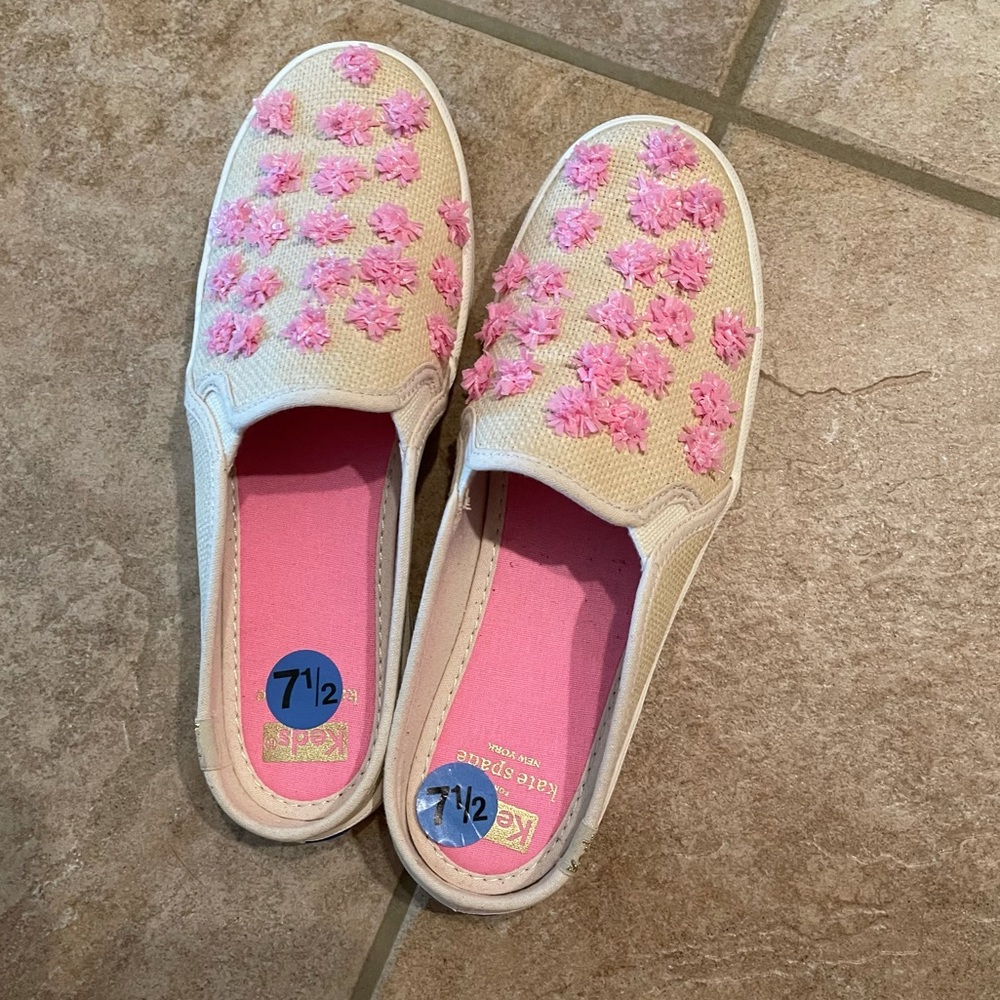 Kate Spade Keds Slide On Raffia Pom Pom - Picture 3 of 3